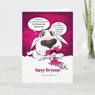 Funny Bull Terrier Cartoon Card "Happy Birthday"