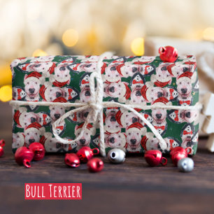 Funny Bull Terrier Christmas Pattern Wrapping Paper