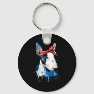 Funny bull terrier design for dog lovers mother's key ring