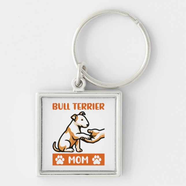 Funny Bull Terrier Dog Key Ring (Front)