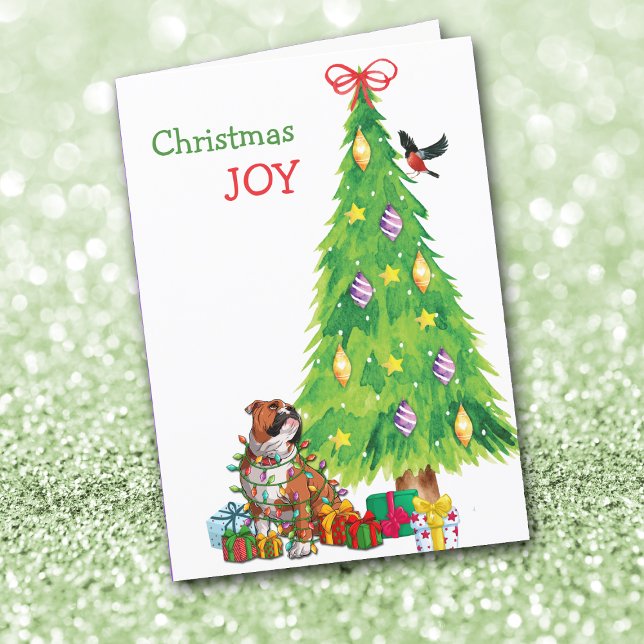 Funny Bulldog and Holiday Tree Christmas Card (Creator Uploaded)