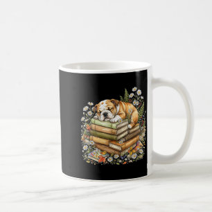 Funny bulldog cottagecore fairycore librarian book coffee mug