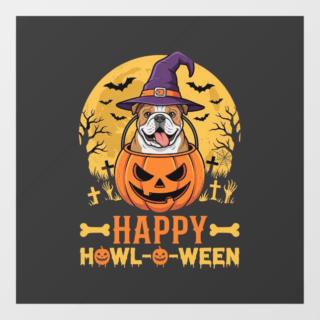Funny Bulldog Halloween Happy Howl-O-Ween Vintage  (Sheet)