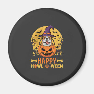 Funny Bulldog Halloween Happy Howl-O-Ween Vintage  Magnet