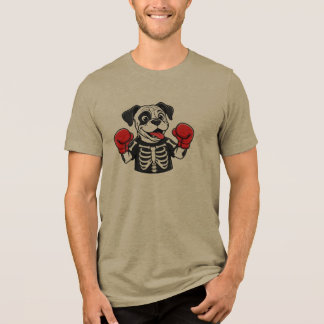 Funny Bulldog Halloween Skeleton Boxing Dog Tri-Blend Shirt