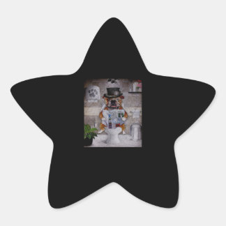 Funny Bulldog Is Reading News | Dog Lover Gifts Star Sticker