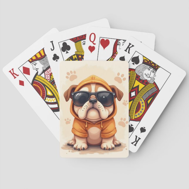 Funny Bulldog Kawaii Dog Playing Cards (Back)