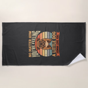 Funny Bulldog Love Quote Retro Dog Beach Towel