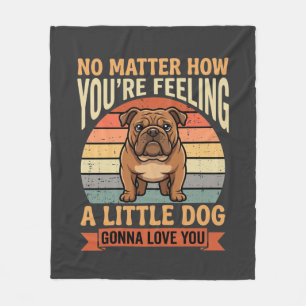 Funny Bulldog Love Quote Retro Dog Fleece Blanket