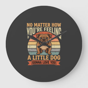 Funny Bulldog Love Quote Retro Dog Large Clock