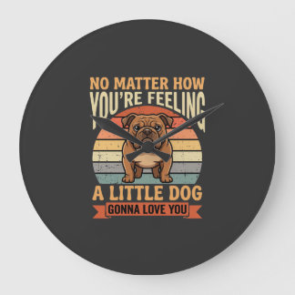Funny Bulldog Love Quote Retro Dog Large Clock