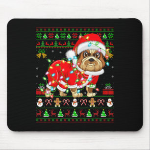 Funny Bulldog Lover Xmas Santa Ugly Bulldog Christ Mouse Pad