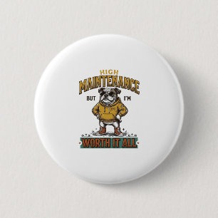 Funny Bulldog Quote Vintage Engraving T-Shirt Desi 6 Cm Round Badge