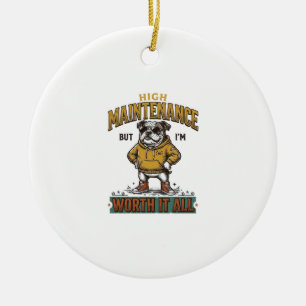 Funny Bulldog Quote Vintage Engraving T-Shirt Desi Ceramic Tree Decoration