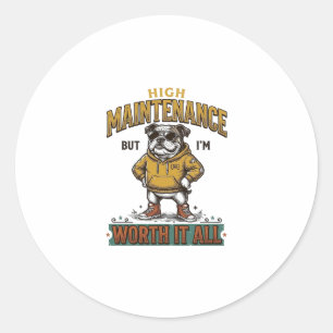 Funny Bulldog Quote Vintage Engraving T-Shirt Desi Classic Round Sticker