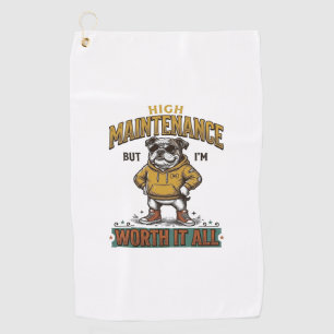 Funny Bulldog Quote Vintage Engraving T-Shirt Desi Golf Towel