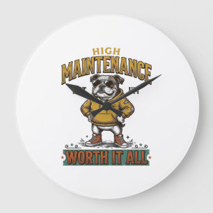 Funny Bulldog Quote Vintage Engraving T-Shirt Desi Large Clock