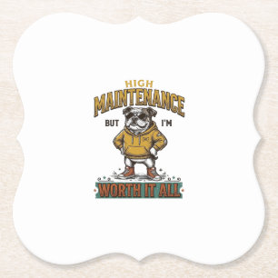Funny Bulldog Quote Vintage Engraving T-Shirt Desi Paper Coaster