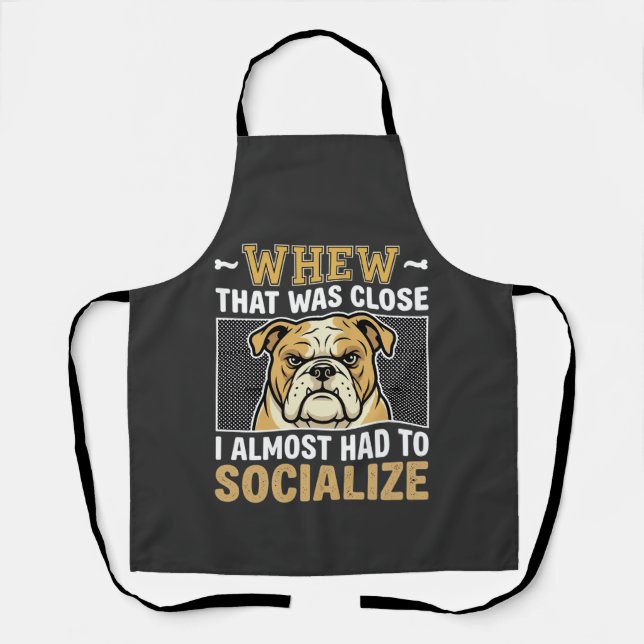 Funny Bulldog Socialise Dog Apron (Front)