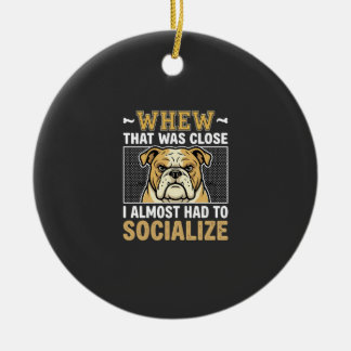 Funny Bulldog Socialise Dog Ceramic Tree Decoration
