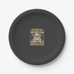 Funny Bulldog Socialise Dog Paper Plate