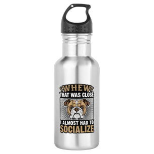Funny Bulldog Socialise Vintage Vector Shirt Desig 532 Ml Water Bottle