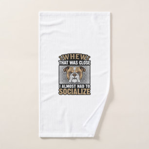 Funny Bulldog Socialise Vintage Vector Shirt Desig Hand Towel