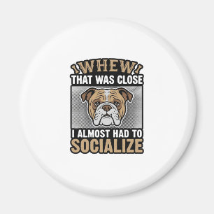 Funny Bulldog Socialise Vintage Vector Shirt Desig Magnet