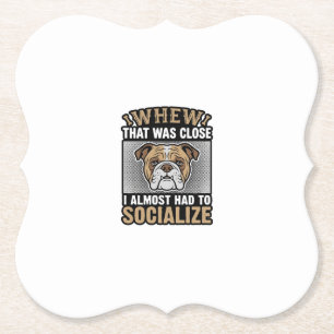 Funny Bulldog Socialise Vintage Vector Shirt Desig Paper Coaster