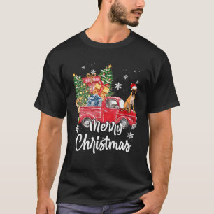 Funny Bullmastiff Ride Red Truck Merry Christmas P T-Shirt