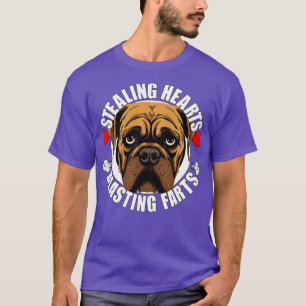 Funny Bullmastiff Stealing Hearts Blasting Farts D T-Shirt
