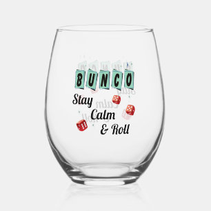 Funny Bunco Dice Friend Stemless Wine Glass