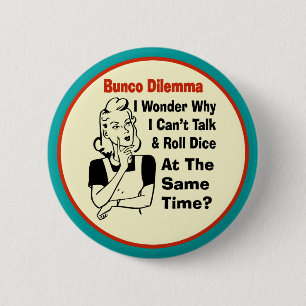 Funny Bunco Dilemma With Retro Woman 6 Cm Round Badge