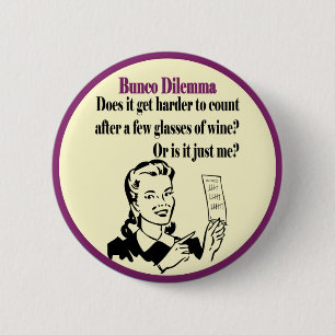 Funny Bunco Dilemma With Retro Woman 6 Cm Round Badge