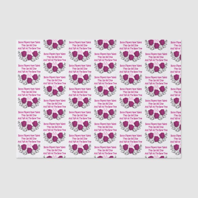 Funny Bunco Players Pink Dice Tissue Paper (Front)