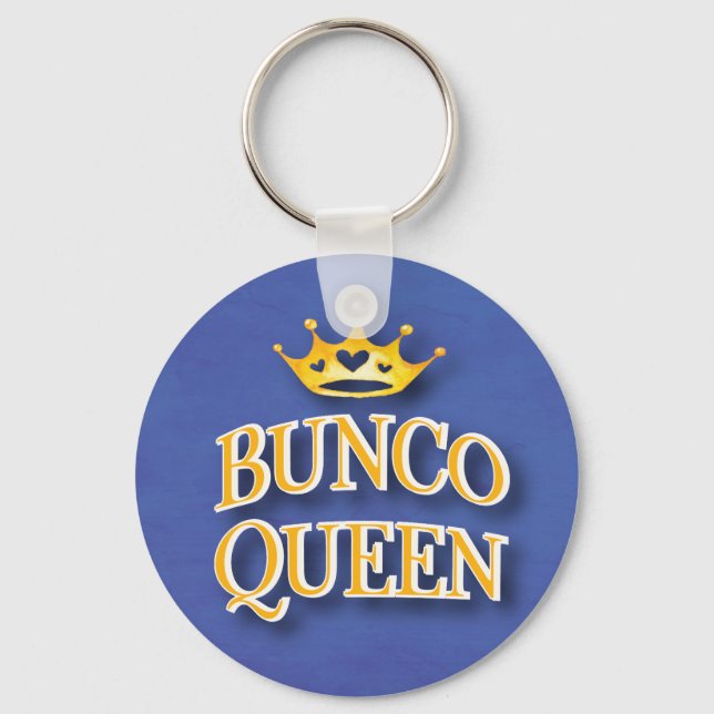Funny Bunco Queen Watercolor Crown Key Ring (Front)