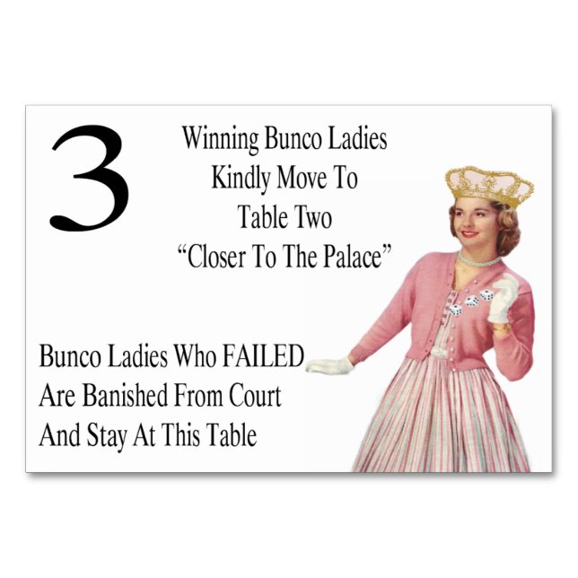 Funny Bunco Table Cards Queen #3 (Front)
