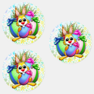 Funny Bunny biting an Easter Egg