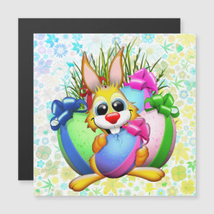 Funny Bunny biting an Easter Egg