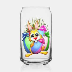 Funny Bunny biting an Easter Egg Can Glass