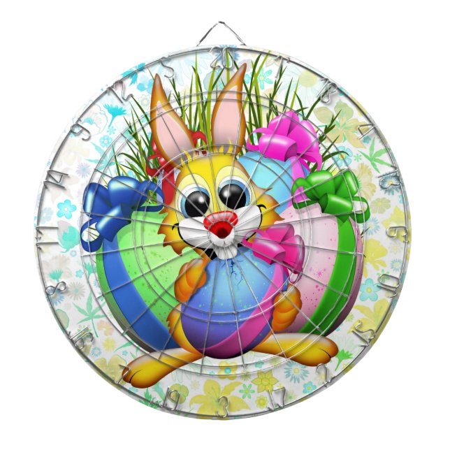 Funny Bunny biting an Easter Egg Dartboard (Front)