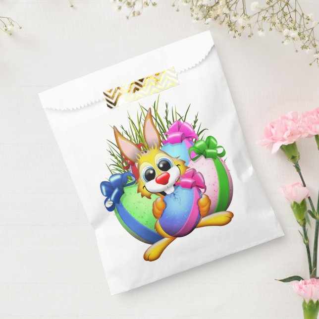 Funny Bunny biting an Easter Egg Favour Bags (Sealed)