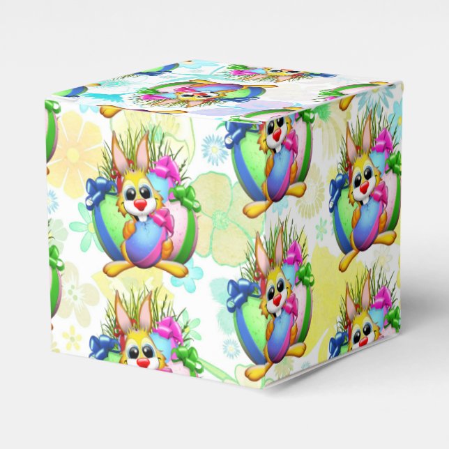 Funny Bunny biting an Easter Egg Favour Box (Front Side)