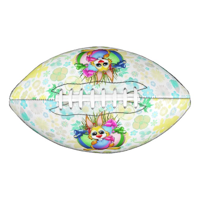 Funny Bunny biting an Easter Egg Football (Front)