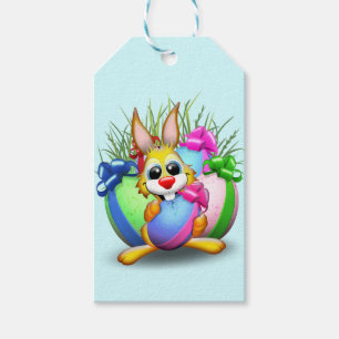 Funny Bunny biting an Easter Egg Gift Tags
