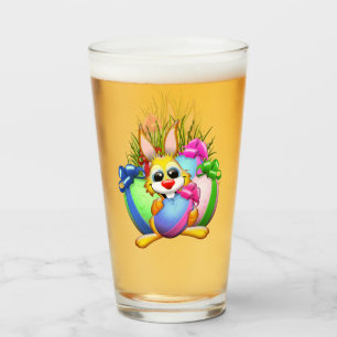 Funny Bunny biting an Easter Egg Glass