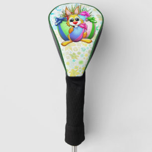 Funny Bunny biting an Easter Egg Golf Head Cover