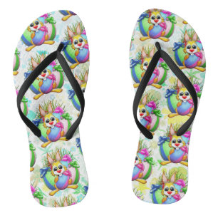 Funny Bunny biting an Easter Egg Jandals