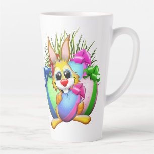 Funny Bunny biting an Easter Egg Latte Mug