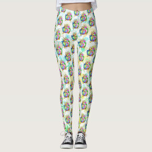 Funny Bunny biting an Easter Egg Leggings